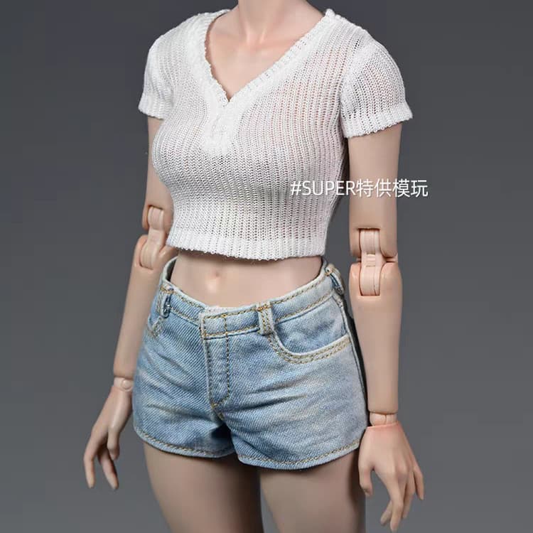 Boneca soldado feminina escala 1/6, listras verticais, fina, ligeiramente transparente, camisa de fundo superior, 40cm,