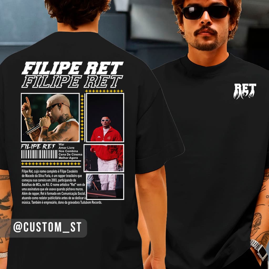 Camiseta Style Filipe Ret Biografia Cantor Ninguem Inveja O Ruim Rapper Rap Streetwear