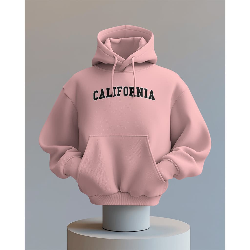 Moletom feminino estampado california canguru bolso e capuz