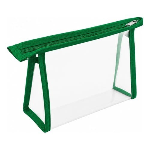 Kit 10 Necessaire Estojo Brinde Empresa Transparente Viagem Verde Lisa