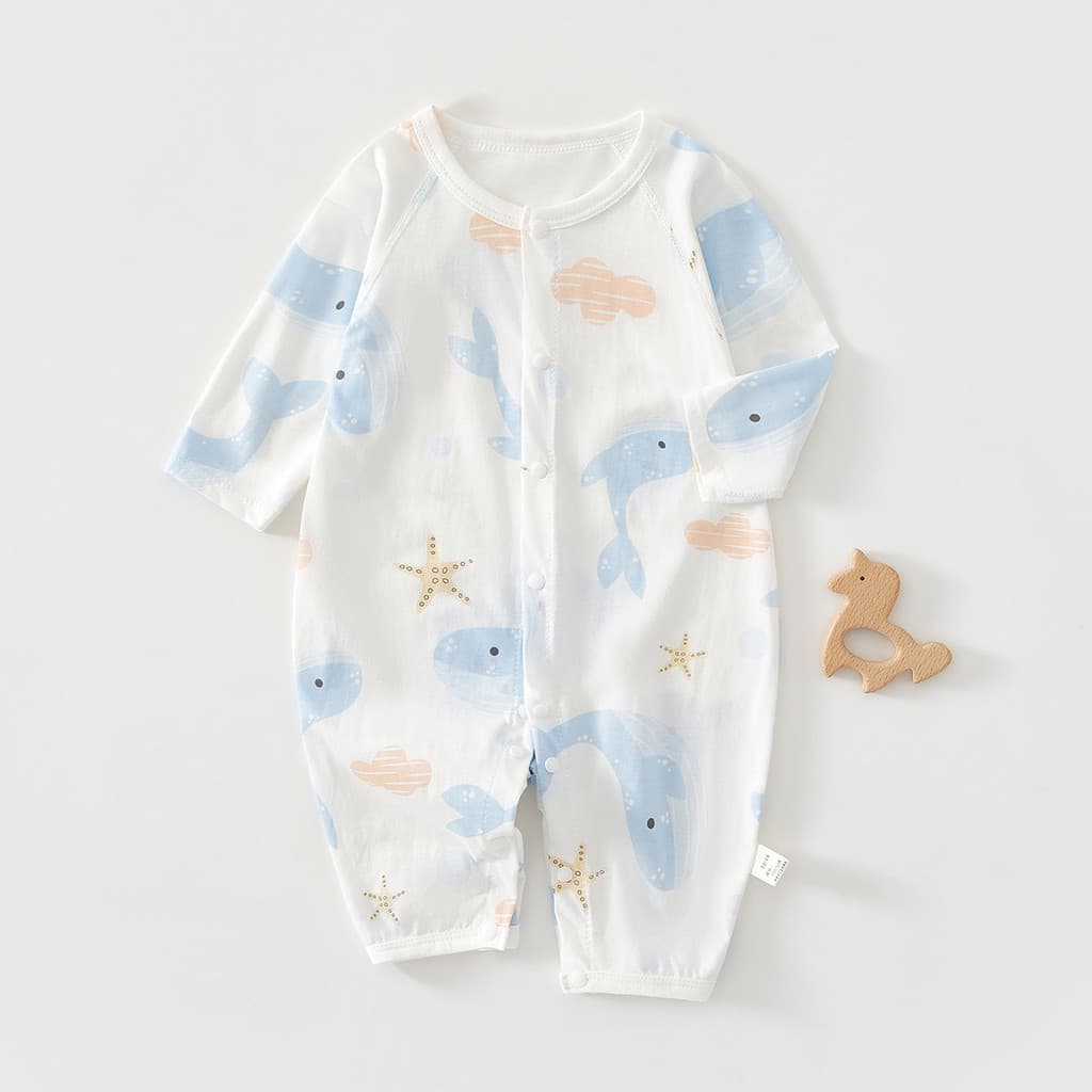 Macacão de bebê roupas de verão bebê puro algodão desossado ar condicionado roupas recém-nascidos pijamas finos macacão