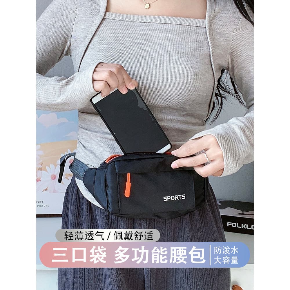 Moda na moda das mulheres dos homens simples cor sólida correndo esportes pequena cintura saco à prova dwaterproof água