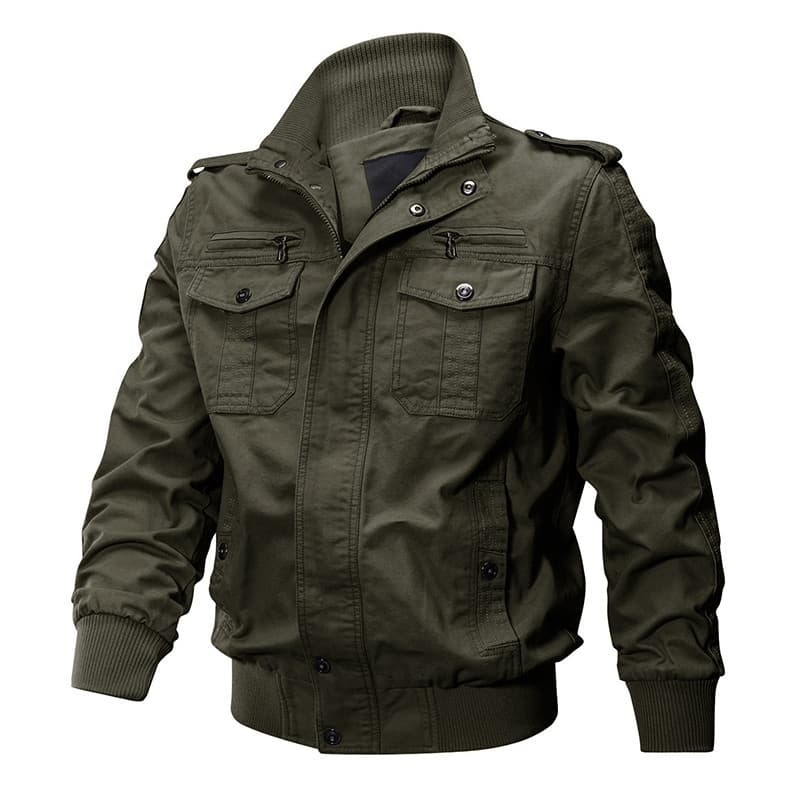 Jaqueta masculina europeia americana primavera outono 2025 nova jaqueta militar macacão pano de algodão puro Plus Size f