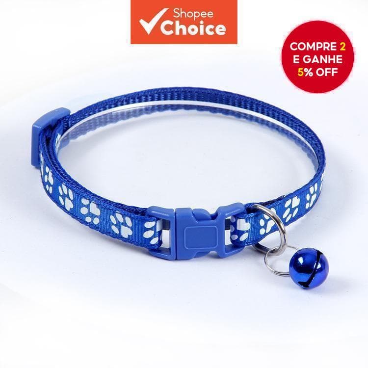 Colar de Nylon para Pets PawBliss com Sino, Coleira Ajustável para Pequenos Cães e Gatos, Ideal para Filhotes e