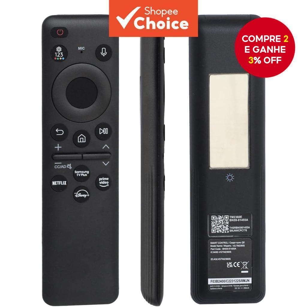 Controle Remoto Original Solar para TV SAMSUNG (Modelo 2023) - BN59-01432B