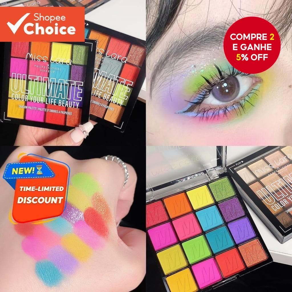 Sombra De 16 Cores , Longa Duração , Fosca E Brilhante , Paleta Colorida , Vibrações De Verão