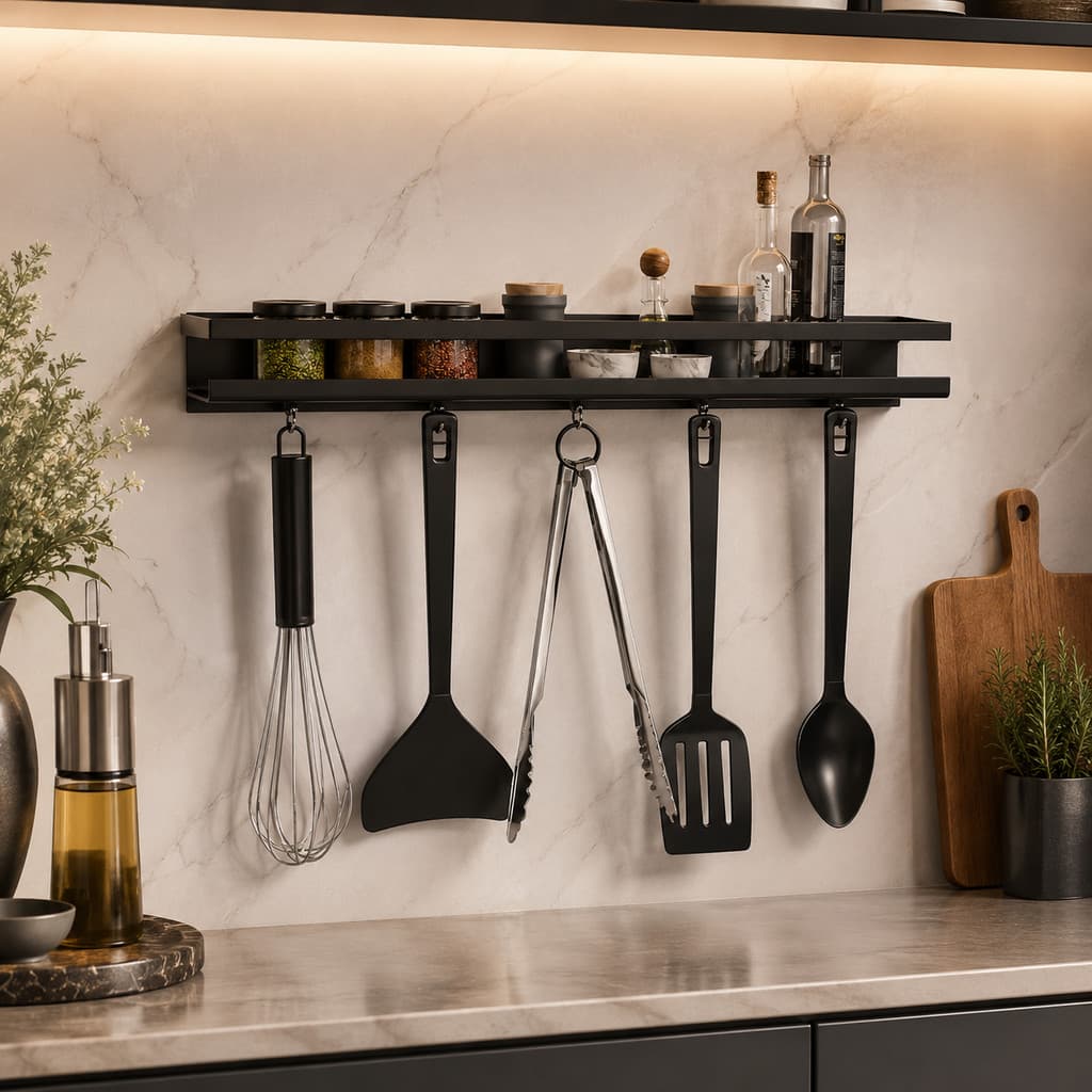 Suporte Porta Temperos e Talheres Utensílios Para Cozinha 50cm