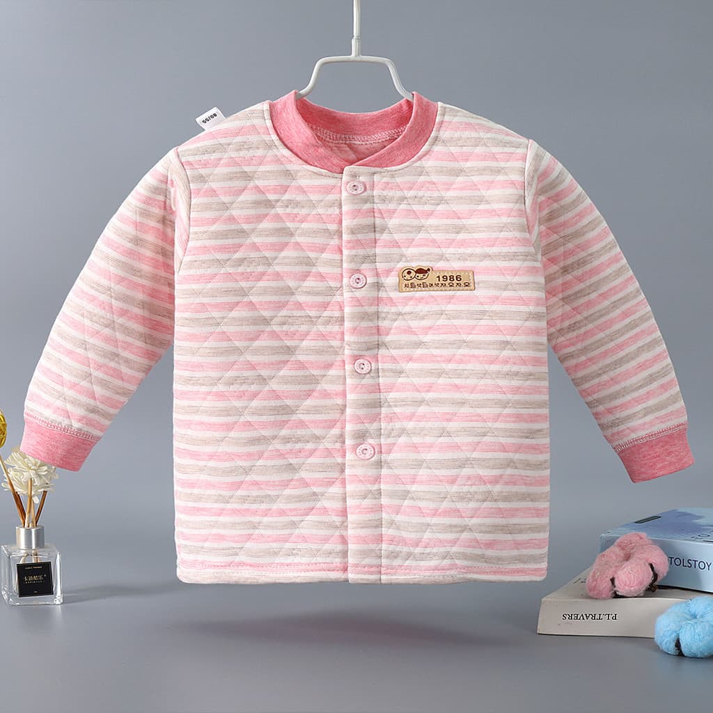 2023 crianças outono inverno três camadas acolchoado engrossado roupas quentes do bebê colorido algodão quente topo meni