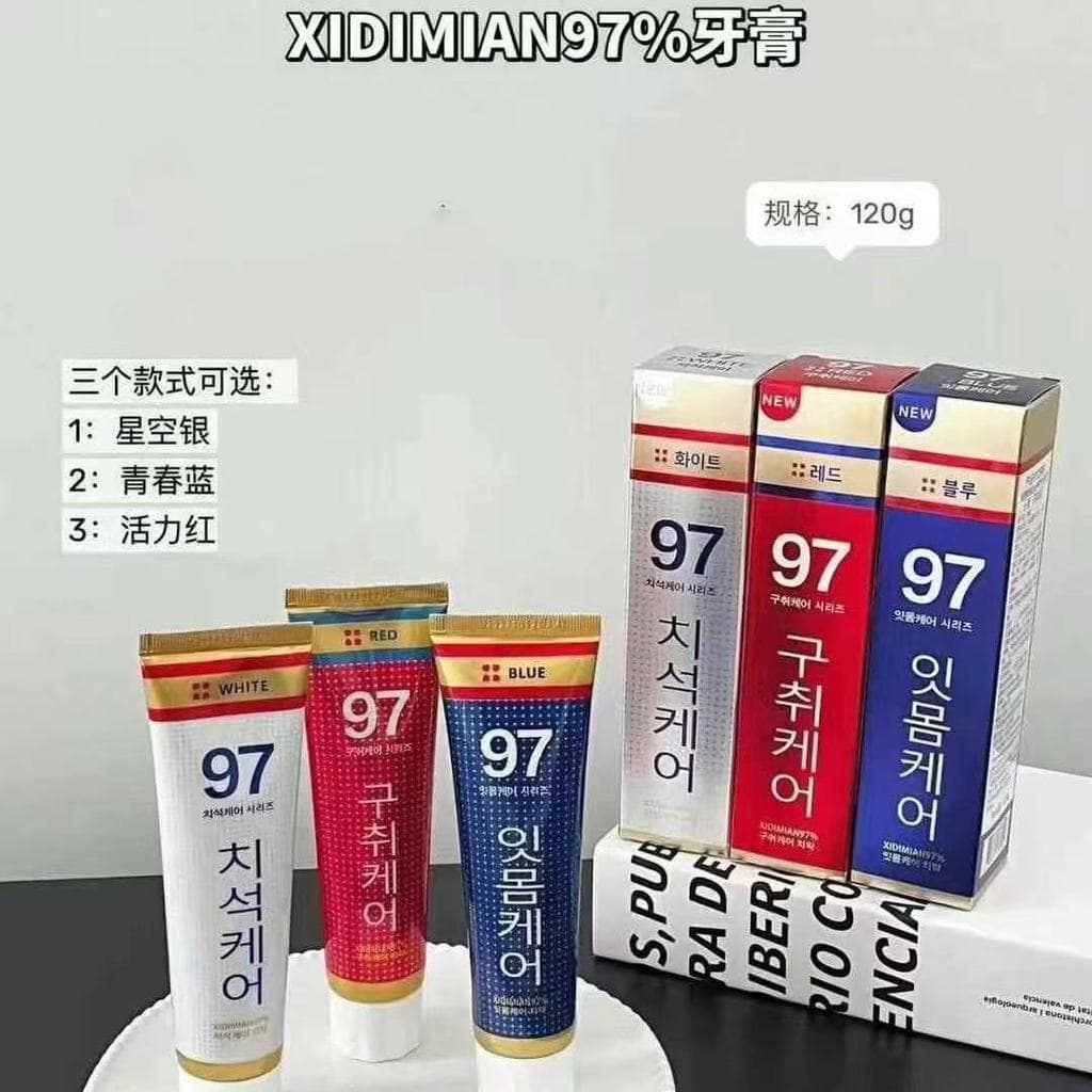 Coreia xidimian97% pasta de dente iluminadora remover pasta de dente remover mau hálito pasta de dente vermelho azul bra