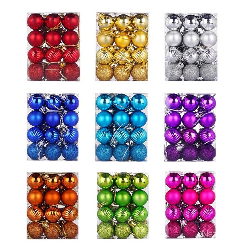 Bolas de plástico irregulares galvanizadas brilhantes de 3cm, decorações de Natal, bolas para pendurar na árvore de Nata