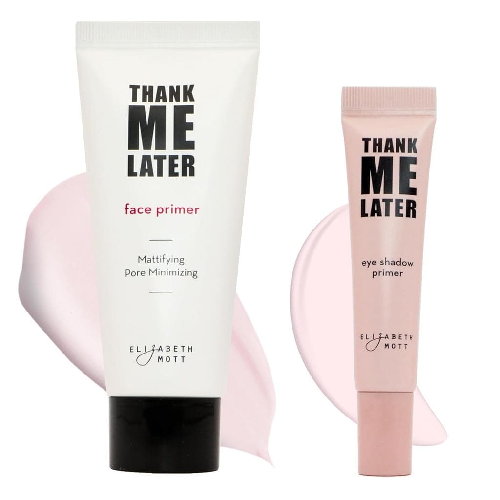 Conjunto Elizabeth Mott: Base para Sombra e Primer para Olhos Thank Me Later e Primer Facial Thank Me Later (Acabamento