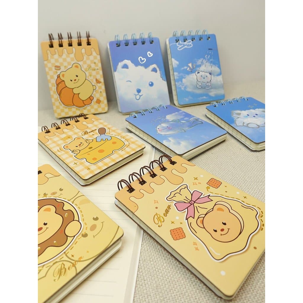 Bonito pequeno portátil bloco de notas portátil pequeno diário bobina caderno papelaria dos desenhos animados pequeno ca