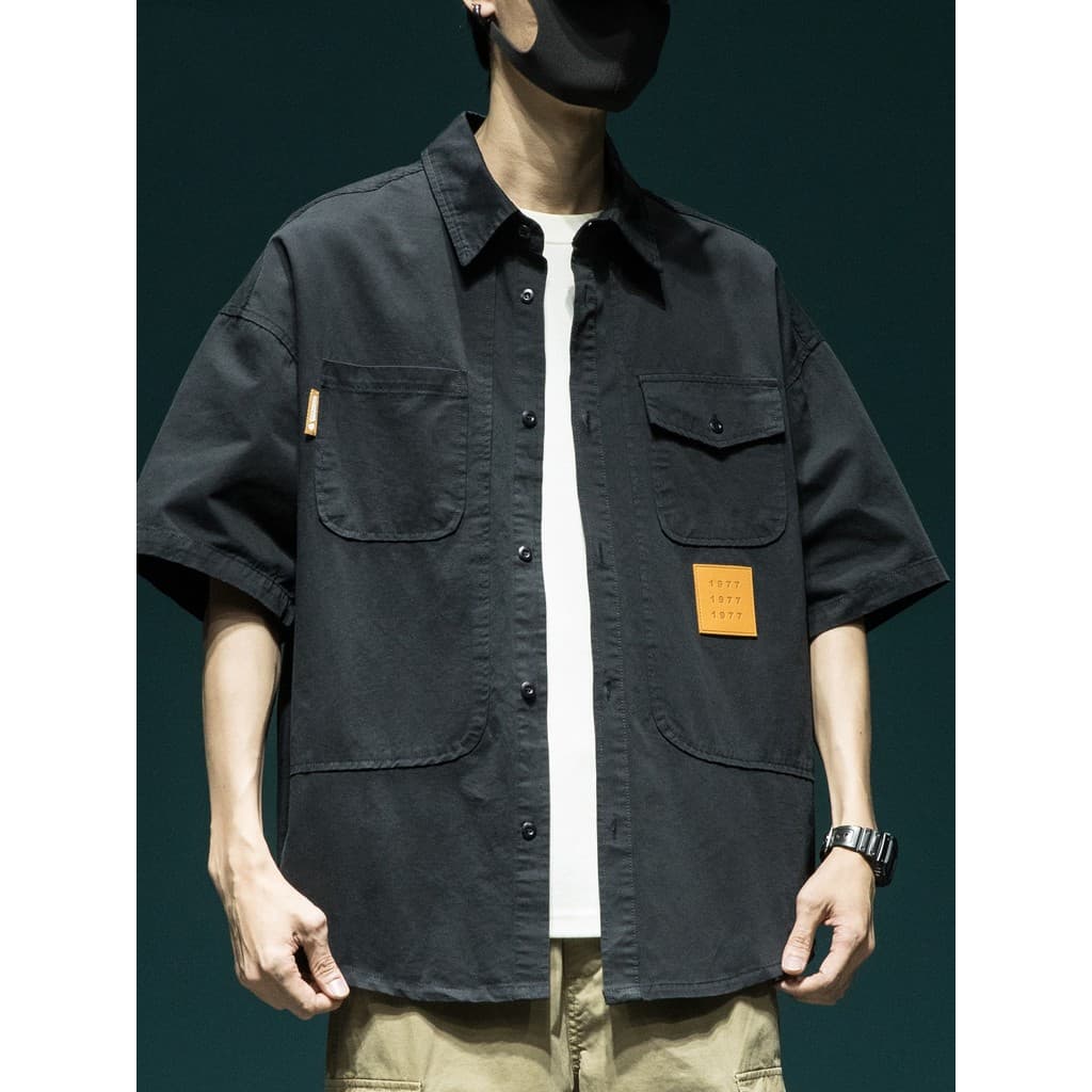 Americano Retro ferramentas camisa de manga curta masculina verão novo estilo solto tamanho grande All-Match camisa fina