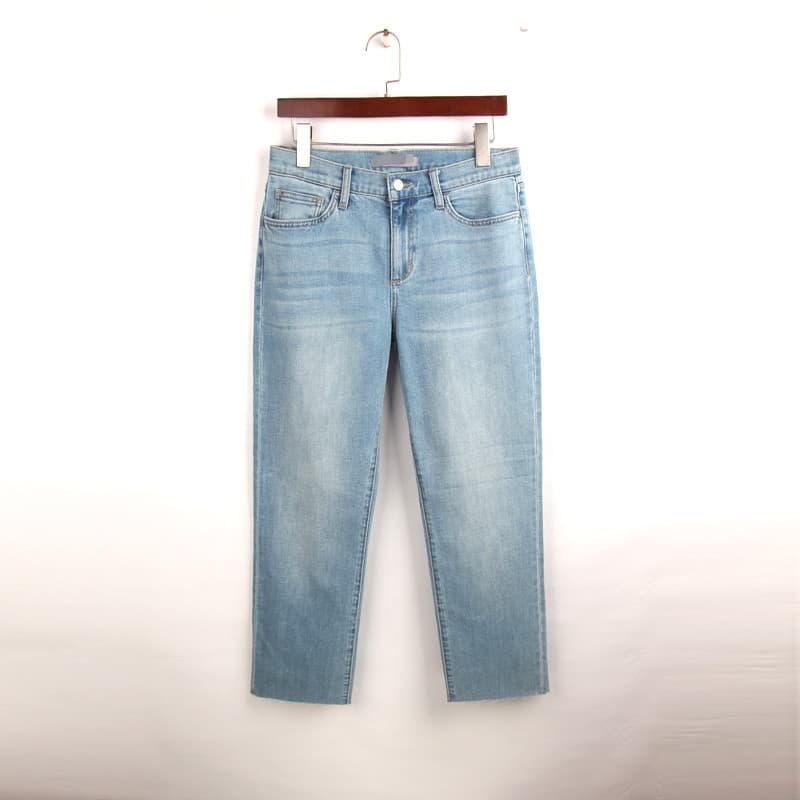 2025 outono novo estilo azul borda crua Jeans feminino pedido exterior tamanho grande cintura alta estiramento mais magr