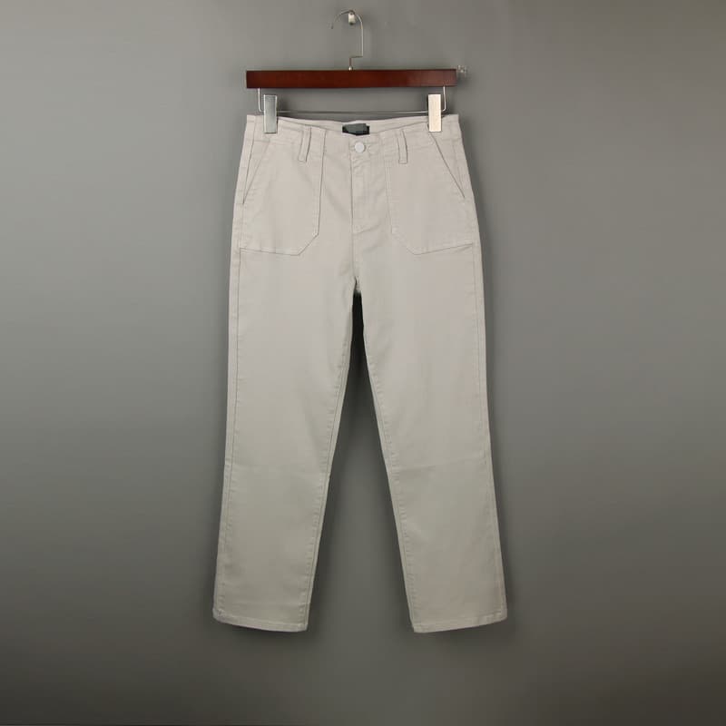 Primavera novo estilo moda cinza claro pequeno Jeans reto feminino pedido estrangeiro tamanho grande cintura alta estira