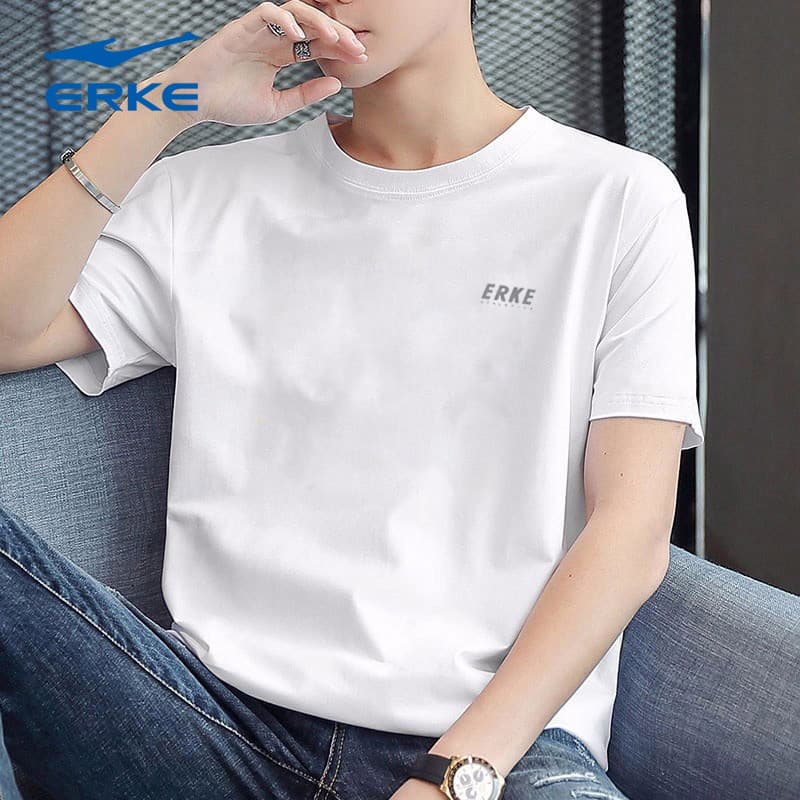 Hongxingerke camiseta masculina de seda gelo de manga curta verão estilo fino respirável de secagem rápida t correndo Fi