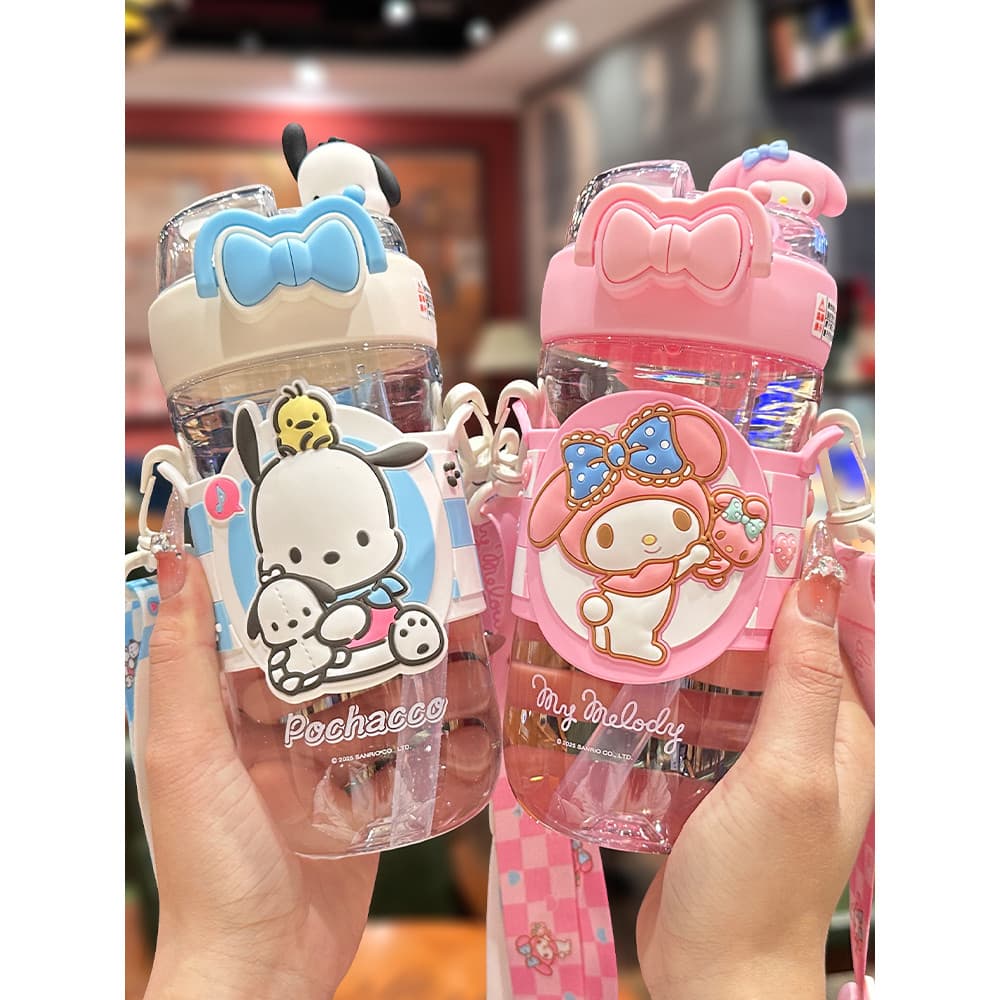 Kuromi copo duplo para beber, crianças, verão, escola, dedicado, Tritan Sanrio, copo de palha, estudante, 2025, novo est