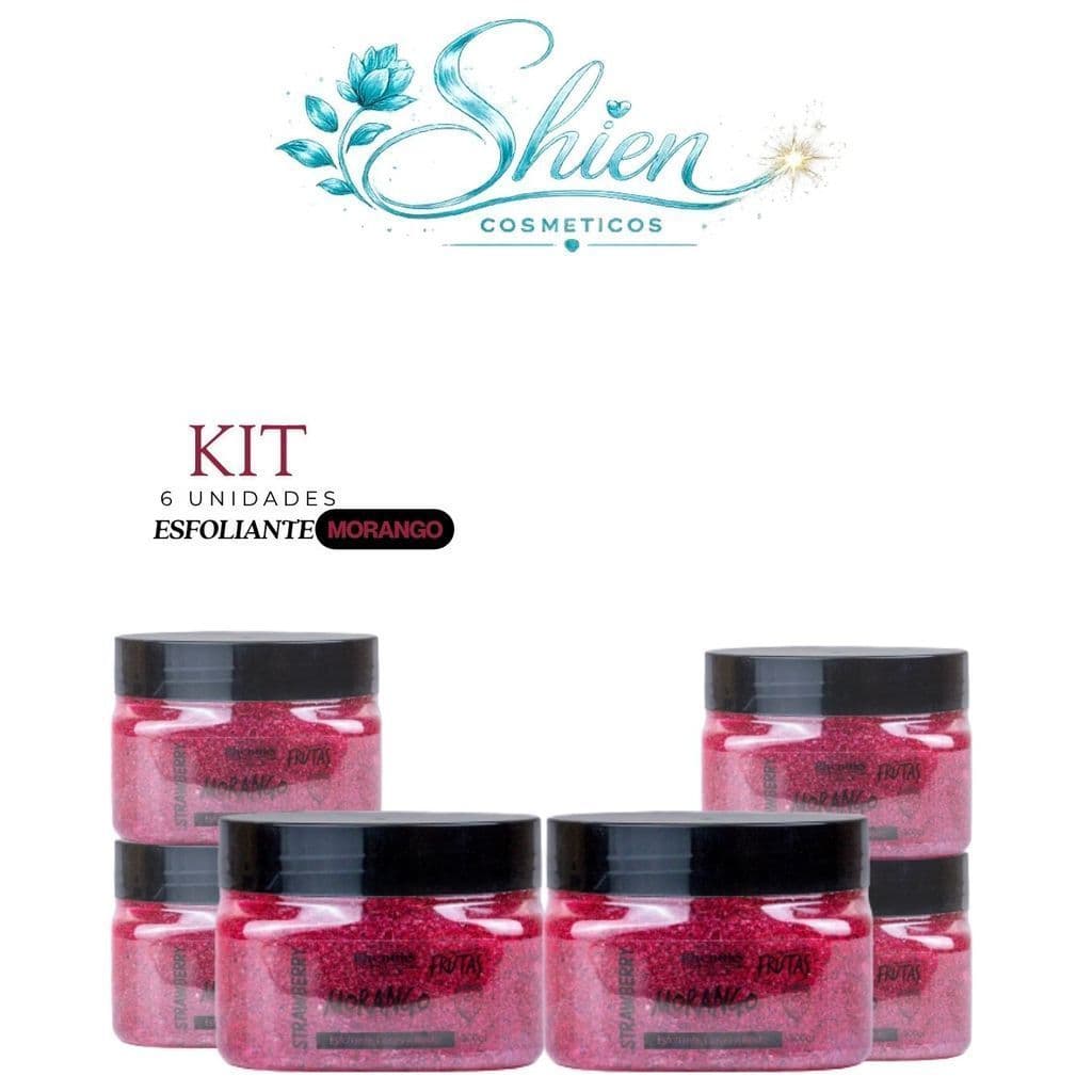 Kit 6 Esfoliante Frutas Corpo E Rosto Morango 300G Rhenuks (Afilhado)