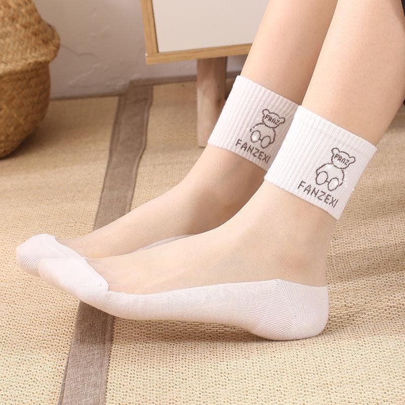 Meias femininas de algodão puro Anti-pé desodorante verão feminino algodão fundo vidro seda versão coreana tubo médio es