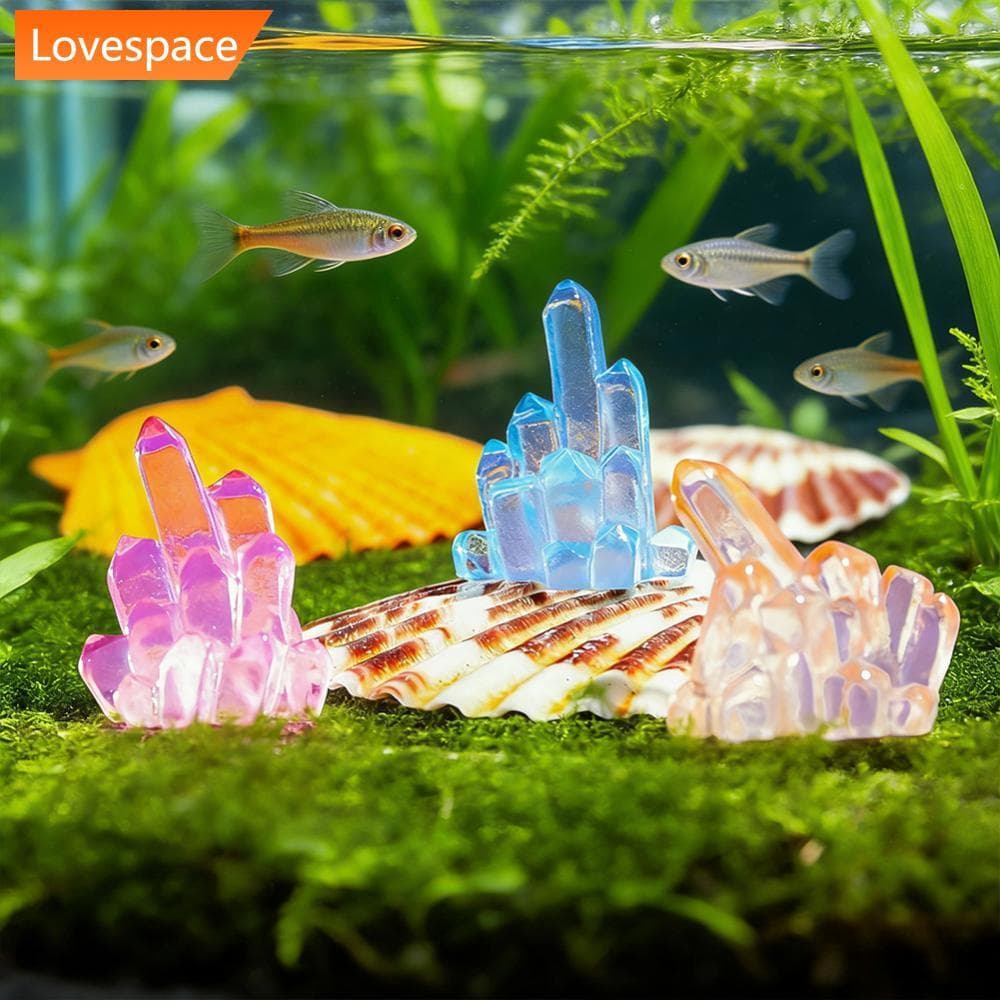 LS-STORE 6 Pçs Cristal Luminoso Mini Decoração 3D Resina Ornamento Para Tanque De Peixes Aquário Jardim Desktop Carro Ca