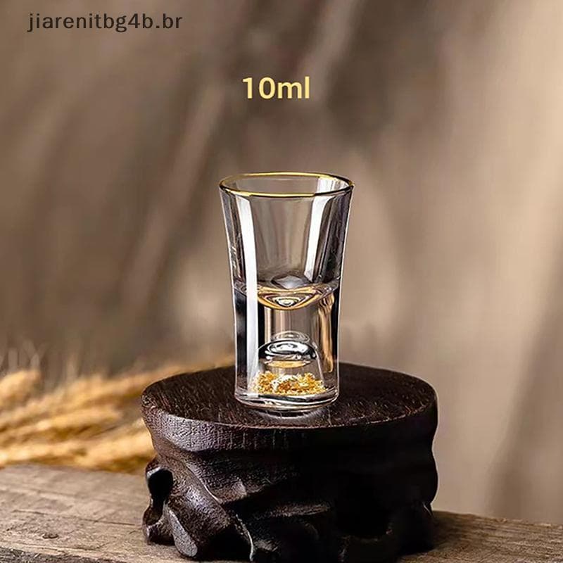 JIARN Luxo Cristal Vidro Vodka Saquê Shochu Barra De Licor Fundo Duplo Folha De Ouro Copo De Chá Presentes High-end Duro