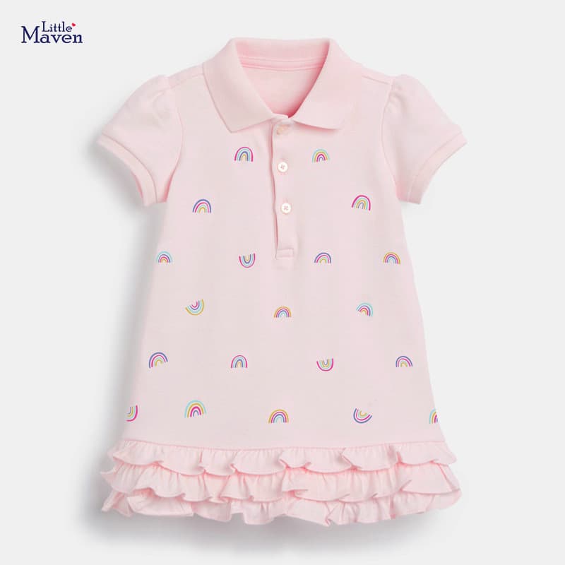 Little maven roupas infantis vestido infantil de manga curta vestido infantil verão novo estilo puro algodão menina vest
