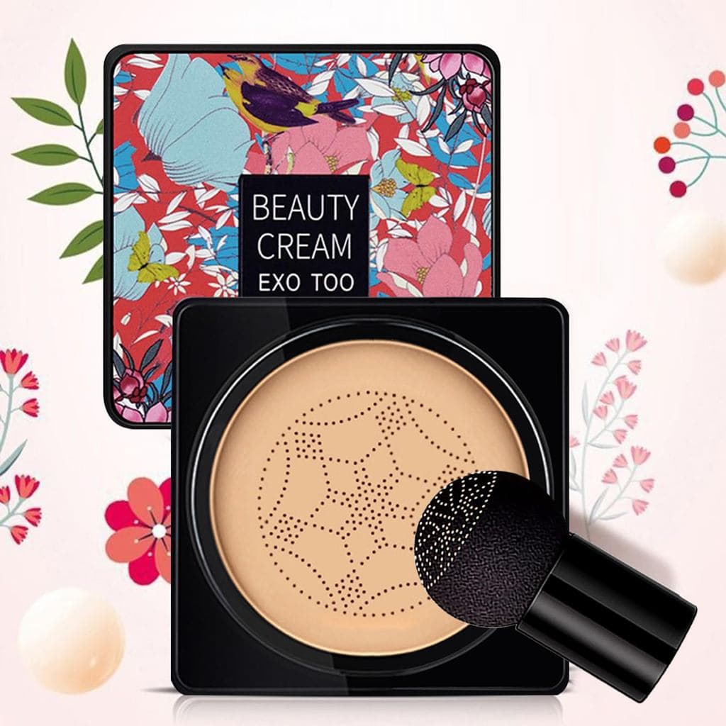 NUIBO Air Cushion CC Cream com Aplicador em Forma de Cogumelo, Base de Maquiagem Hidratante e Corretiva, Base de Longa D