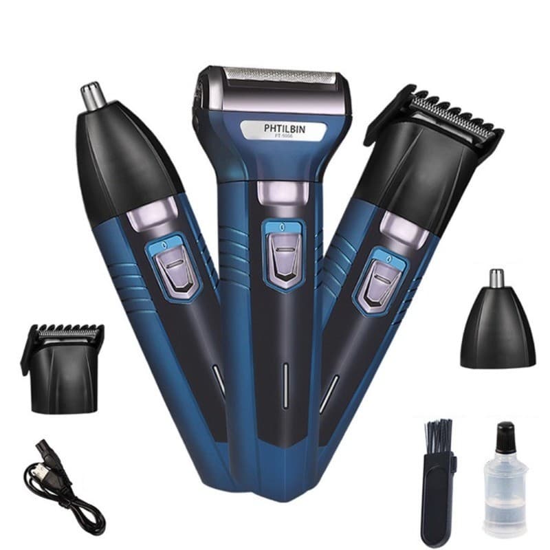 Barbeador elétrico 3 em 1 e removedor de pelos, adequado para remoção de pelos, nariz, barba e pelos corporais, envio rá
