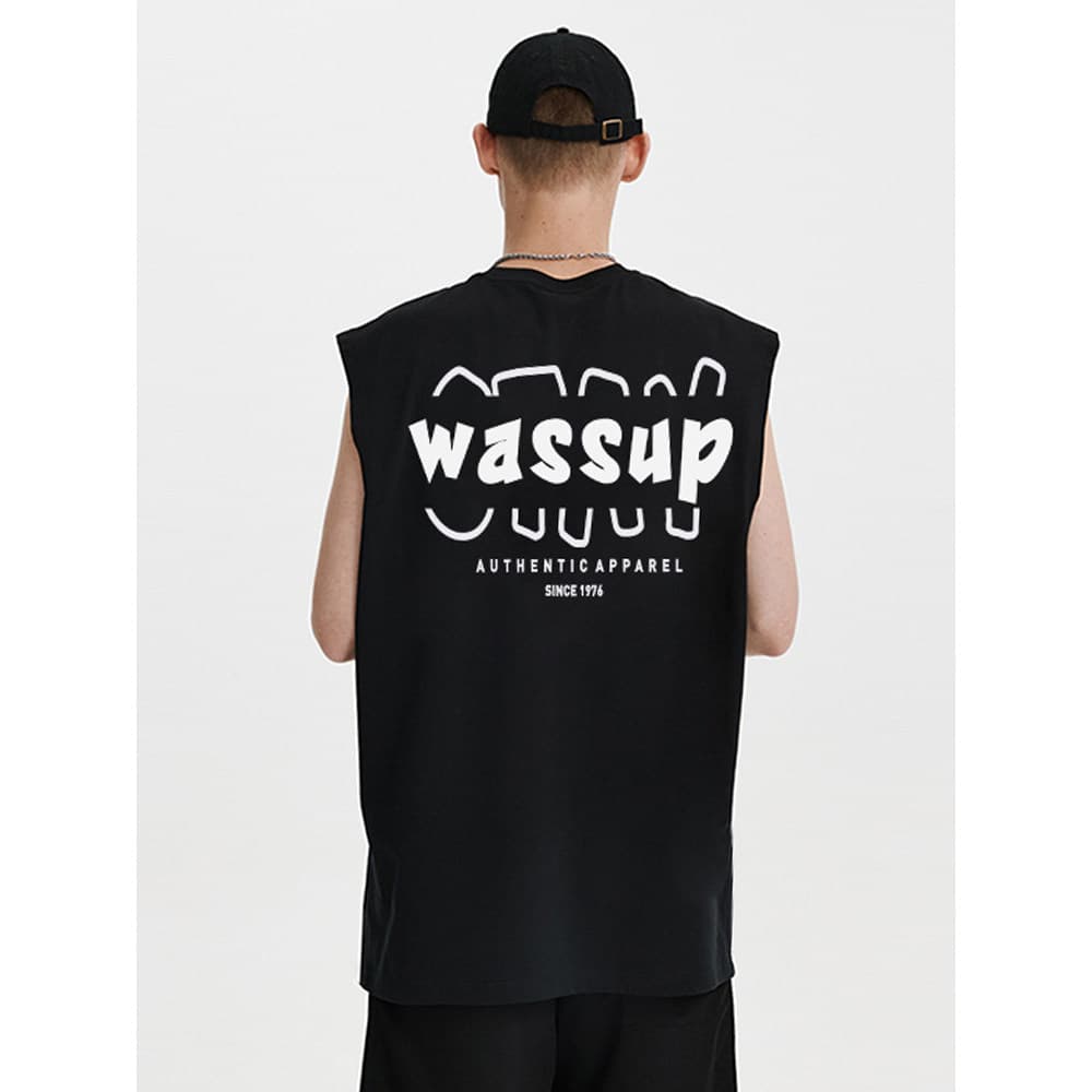 WASSUP HEODS Americano Casual Esportes Basquete Colete Masculino Street Wear Verão Solto Sem Mangas Camiseta Colete