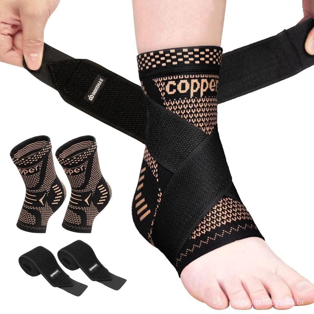 Suporte de Tornozelo para Mulheres e Homens, Pacote com 2 Unidades, Suporte para Tornozelo Entorseado, Fascite Plantar,