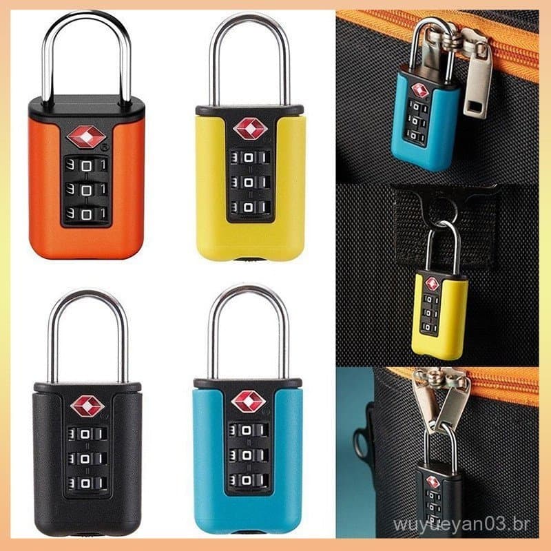 TSA Código Da Alfândega Fechadura Para Bagagem De Viagem Senha Trocável Design De Contraste De Cor Cadeado