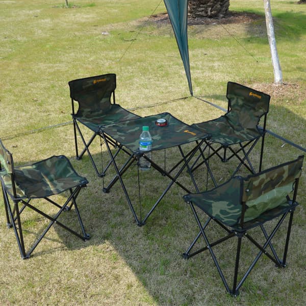 Camuflagem conjunto de cinco peças portátil dobrável cadeira de mesa ao ar livre cadeira de piquenique mesa de centro