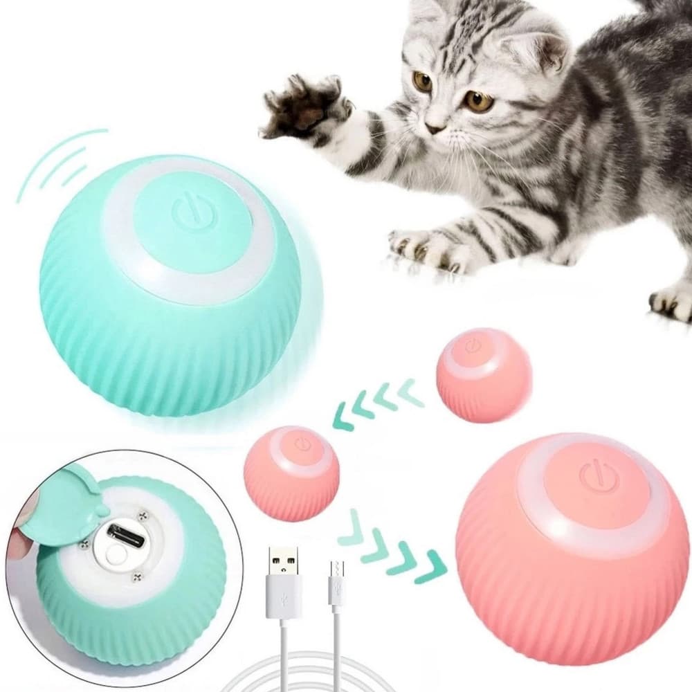 Gato Bola Brinquedo Elétrico Automático Rotação USB Recarga Brinquedos Interativos Interessante Gatinho Cão Acessórios