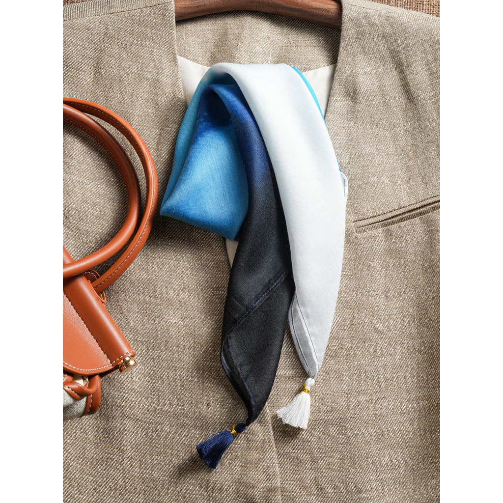 T elegante gradiente cor lenço estilo fino feminino pequeno lenço quadrado lenço de seda Retro algodão linho sentir imit