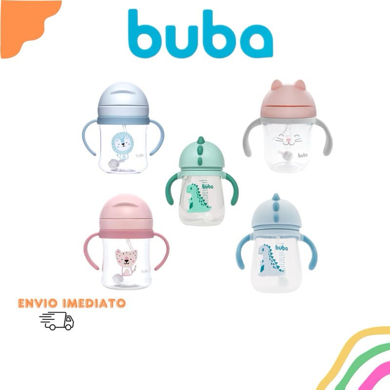 Copo Infantil com Dispositivo Canudo e Alça Buba Antivazamento