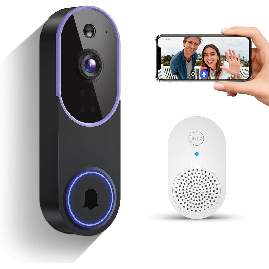 Câmera de Vídeo para Campainha art1080p com Receptor de Campainha, Visualização ao Vivo, Detecção Humana por IA, Áudio B