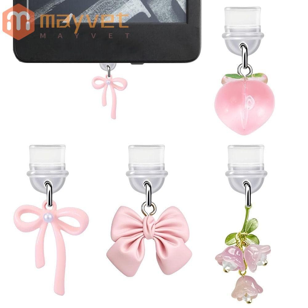 MAYVET 4 Pçs/set Dust Plug Charm , Bowknot Design DIY Protetor De Porta De Carregamento , Tipo C/USB Para Kindle