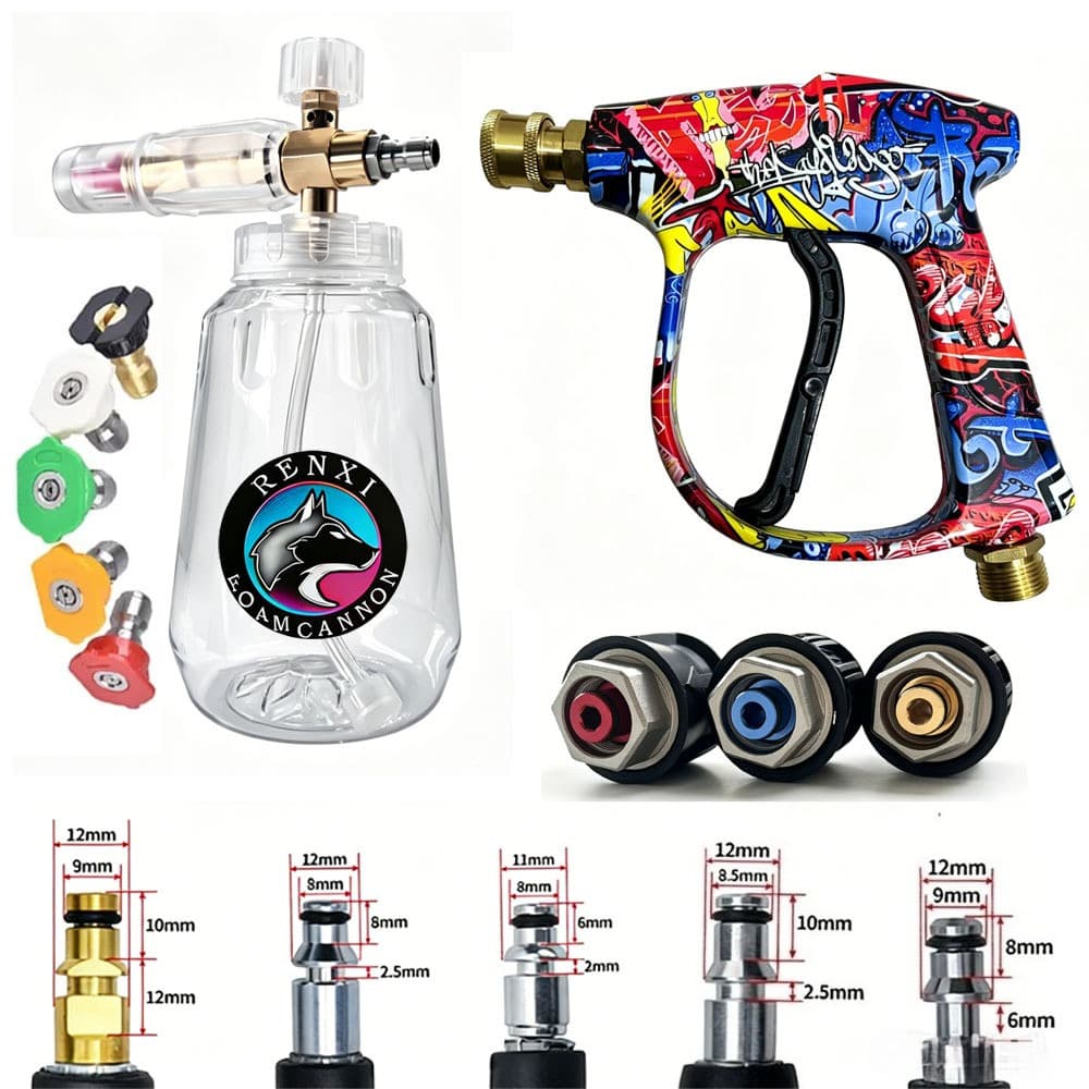 Pistola Pulverizadora Para Lavagem De Carro , Pulverizador De Espuma De Neve De 1L , Bicos De Conector Rápido E Adaptado