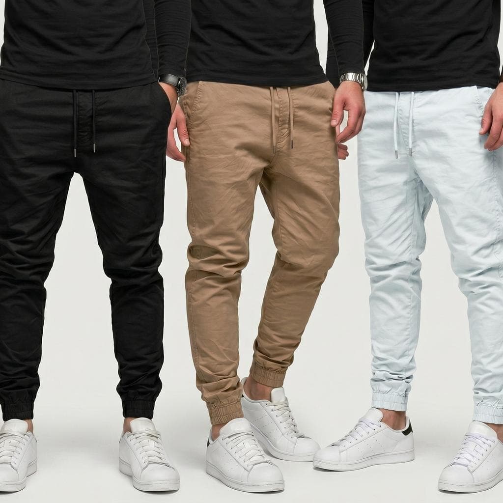 KIT 3/1 Calças Jogger Moda Masculina 4 Bolsos com Elástico Sarja Premium