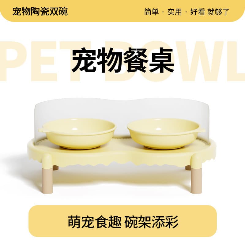 Tigela de cerâmica para gatos, mesa de jantar para gatos, tigela para cães, rack elevado, proteção para coluna Cervical,