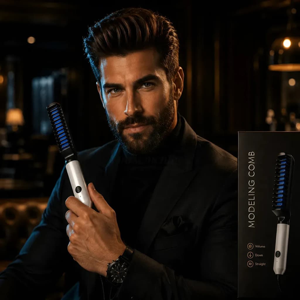 Pente Modelador Térmico Masculino Para Barba E Cabelo