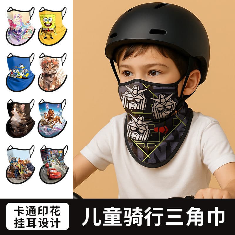 Crianças máscara de ciclismo máscara facial completa proteção do pescoço pescoço proteção solar lenço triangular respirá