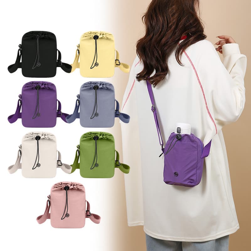 Bolsa Transversal Feminina com Cordão, Nylon Impermeável, Bolsas de Ombro para Meninas, Bolsas de Lazer para Celular Fem
