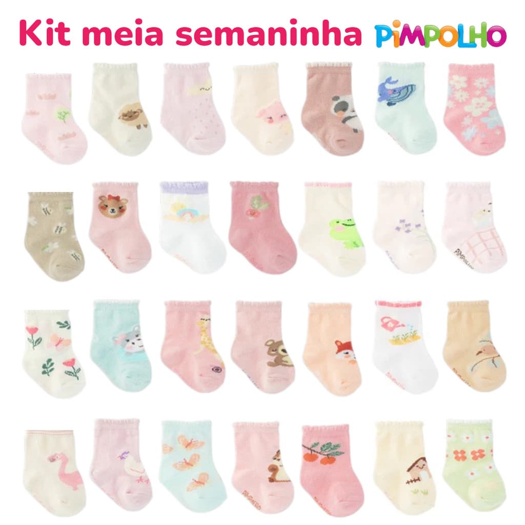 Kit Meia Semaninha 00-15 Sortidas Pimpolho Menina Menino