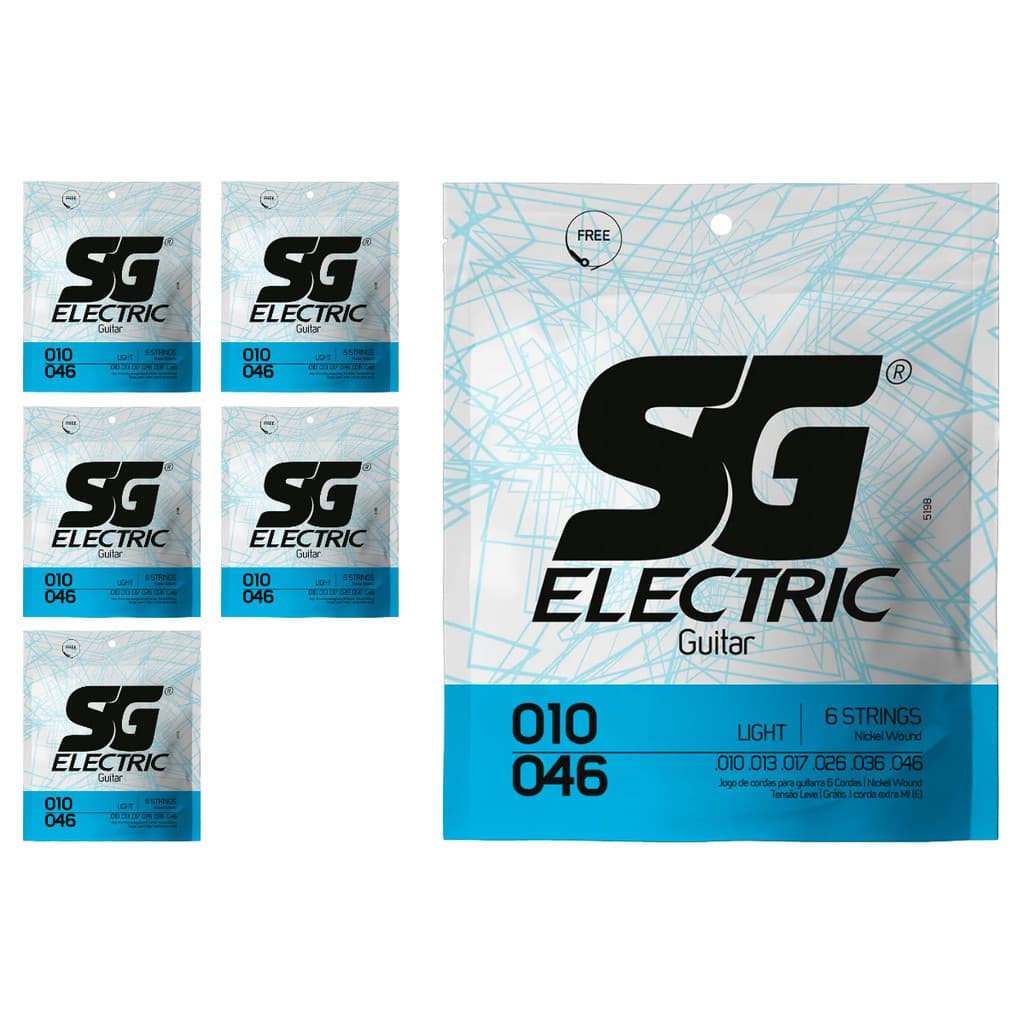 Kit 6 Encordoamento P/Guitarra 010  Leve SG