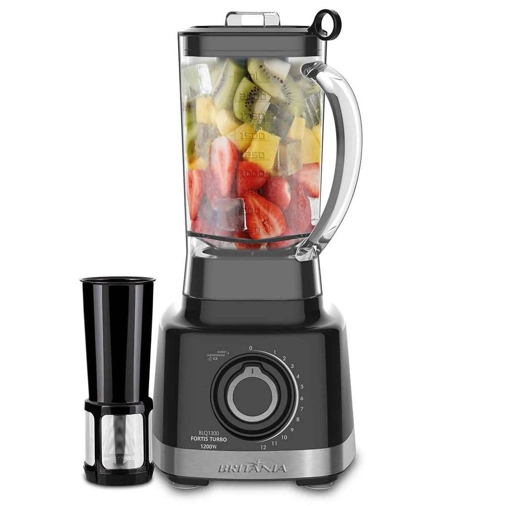 LIQUIDIFICADOR BRITÂNIA BLQ1300P 1200W 220V PRETO ALTA POTÊNCIA COPO GRANDE TRITURA GELO 3 LITROS
