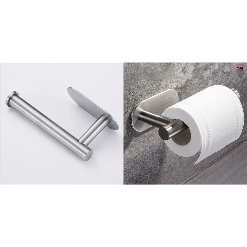 Suporte Papel Higiênico Adesivo Inox Cromado Porta Rolo Para Banheiro Fixação Sem Furo Parede