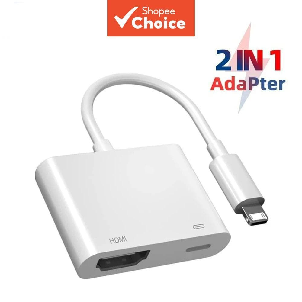 Adaptador 2 em 1 1080P compatível com HDMI para iOS, cabo conversor digital AV para iPhone/iPad em HDTV/projetor