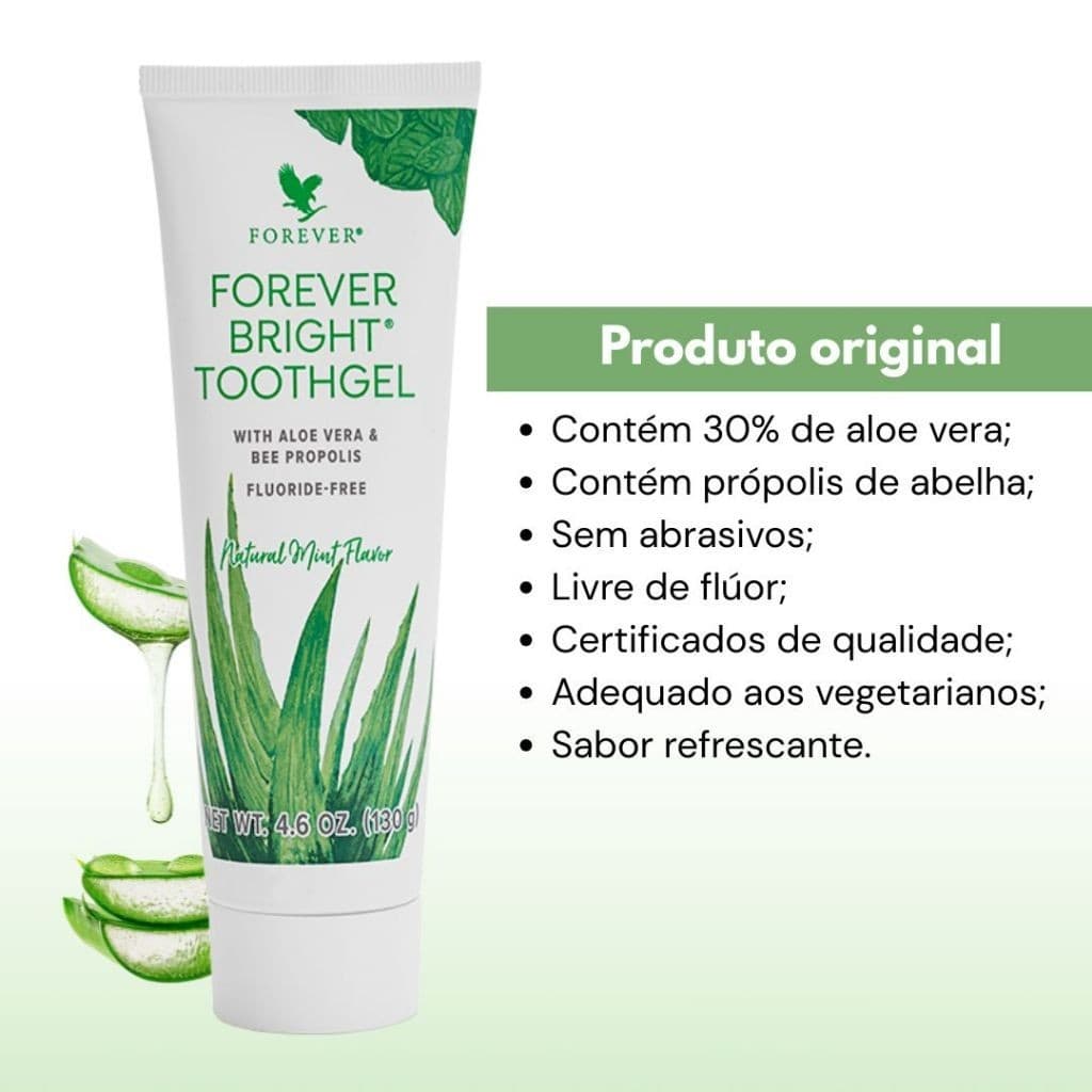 FOREVER Gel Dental Forever Bright Toothgell sem Flúor e Sem Metais Pesados - Pasta de Dentes