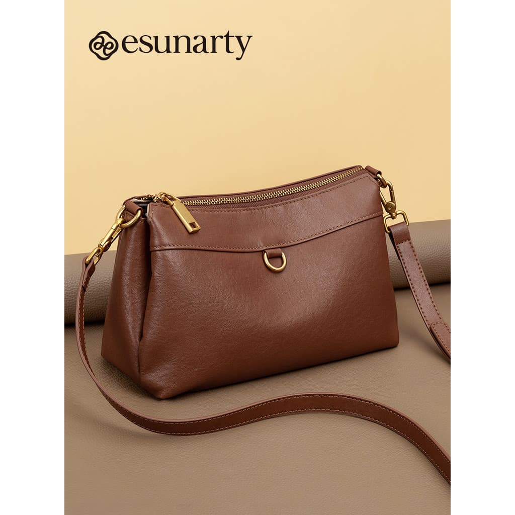 Bolsa de couro genuíno feminina 2026 novo estilo High-End sentir primeira camada de couro Cross-corpo saco Multi-camada